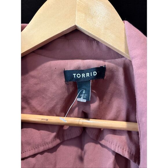 Torrid Dusty Rose / Mauve Open Front Drape Blazer Jacket Size 4 - Picture 3 of 4